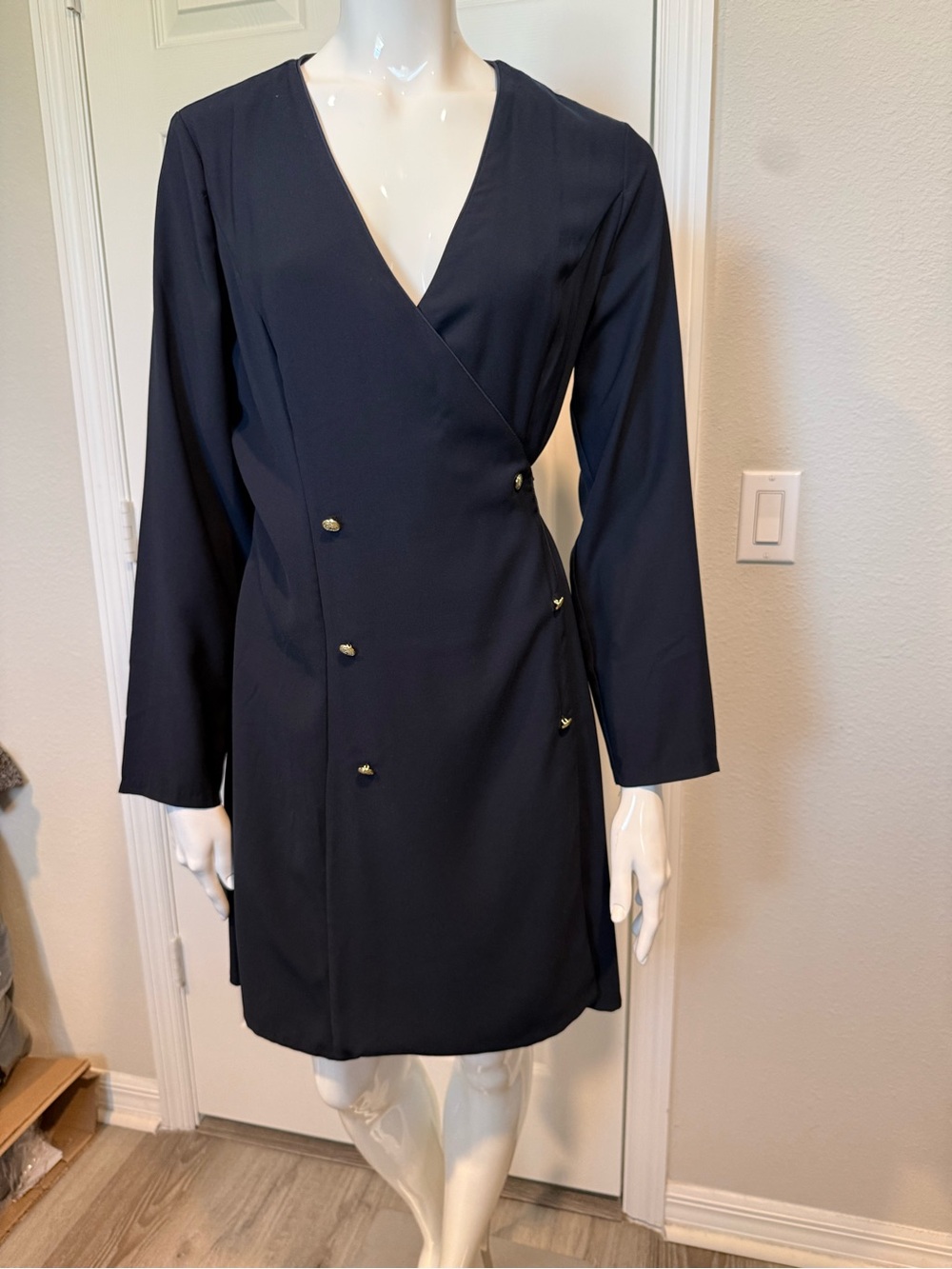 Tommy Hilfiger - Classic Navy Long-Sleeve Wrap Dress